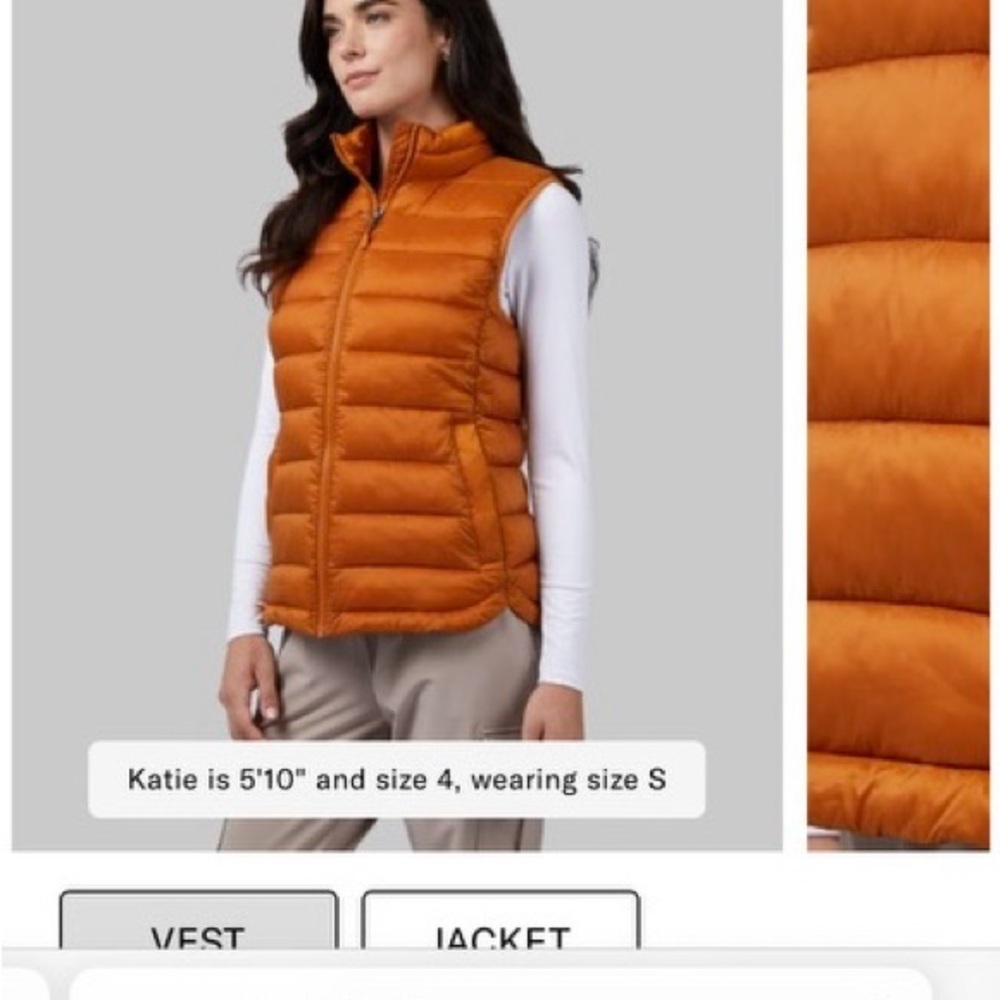 Burnt Orange Quilted Packable Puffer Vest, polyfil, recycled
